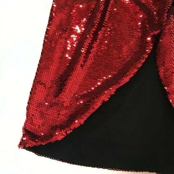 SOLD! AW15 Red Wrpeffect Sequined Crepe Halterneck Dress - Picture 4 of 11